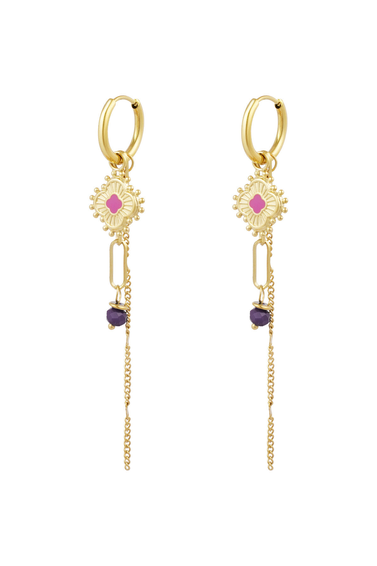 Earrings graceful party - Gold color/pink h5