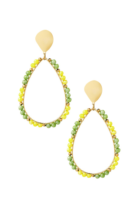 Earrings Drop Beads - Gold Color/Orange