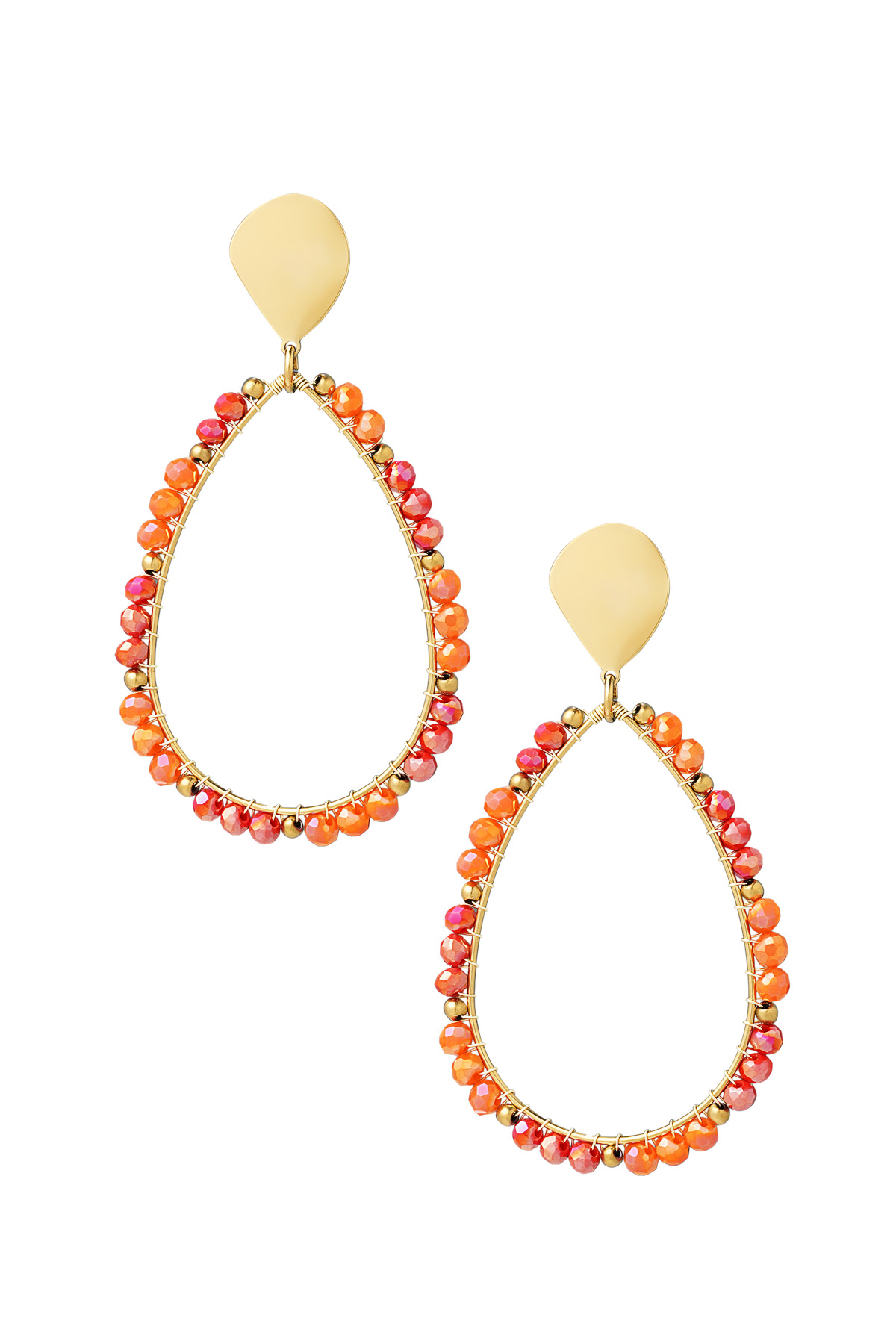 Orecchini goccia perline - Colore oro/arancione 2