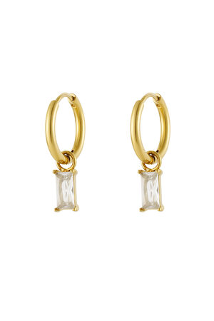 Pendientes piedra alargada - Color dorado/blanco h5