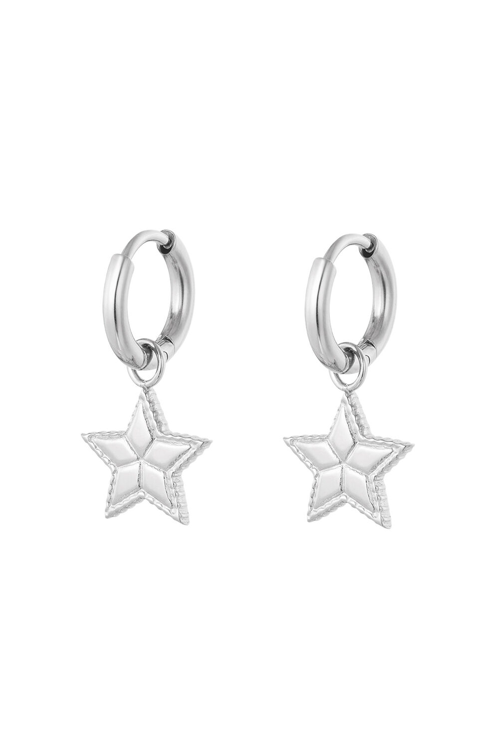 Earrings star with print - Silver Color color