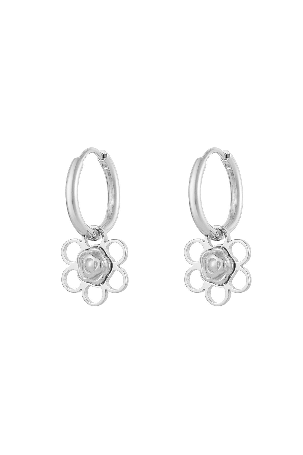boucles d'oreilles charm fleur/rose 