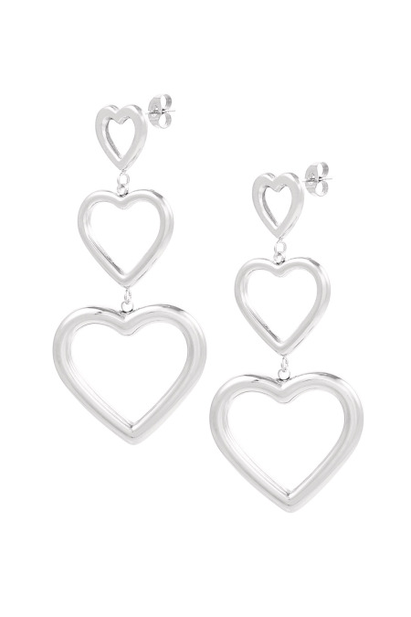 Earrings heart power - Silver Color color