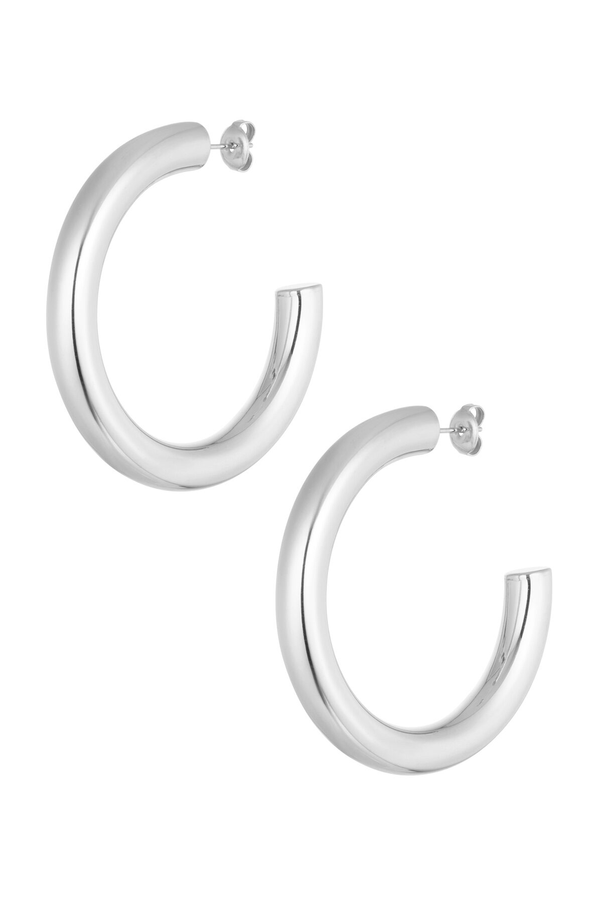 Earrings basic round - Silver Color color