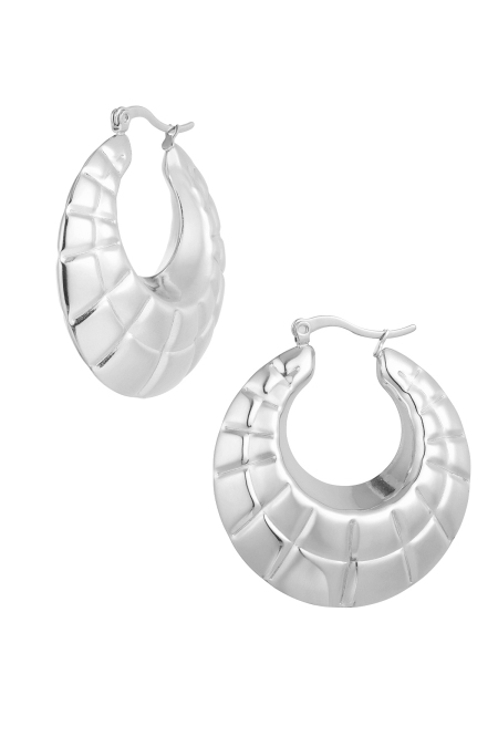Earrings statement hoops cut out - Silver Color color