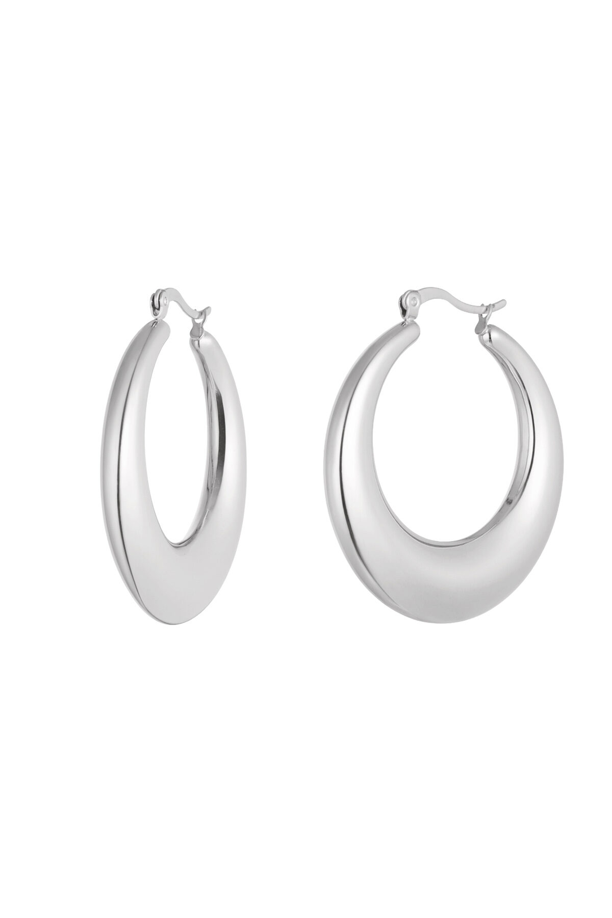 Earrings oval shiny - Silver Color color 2