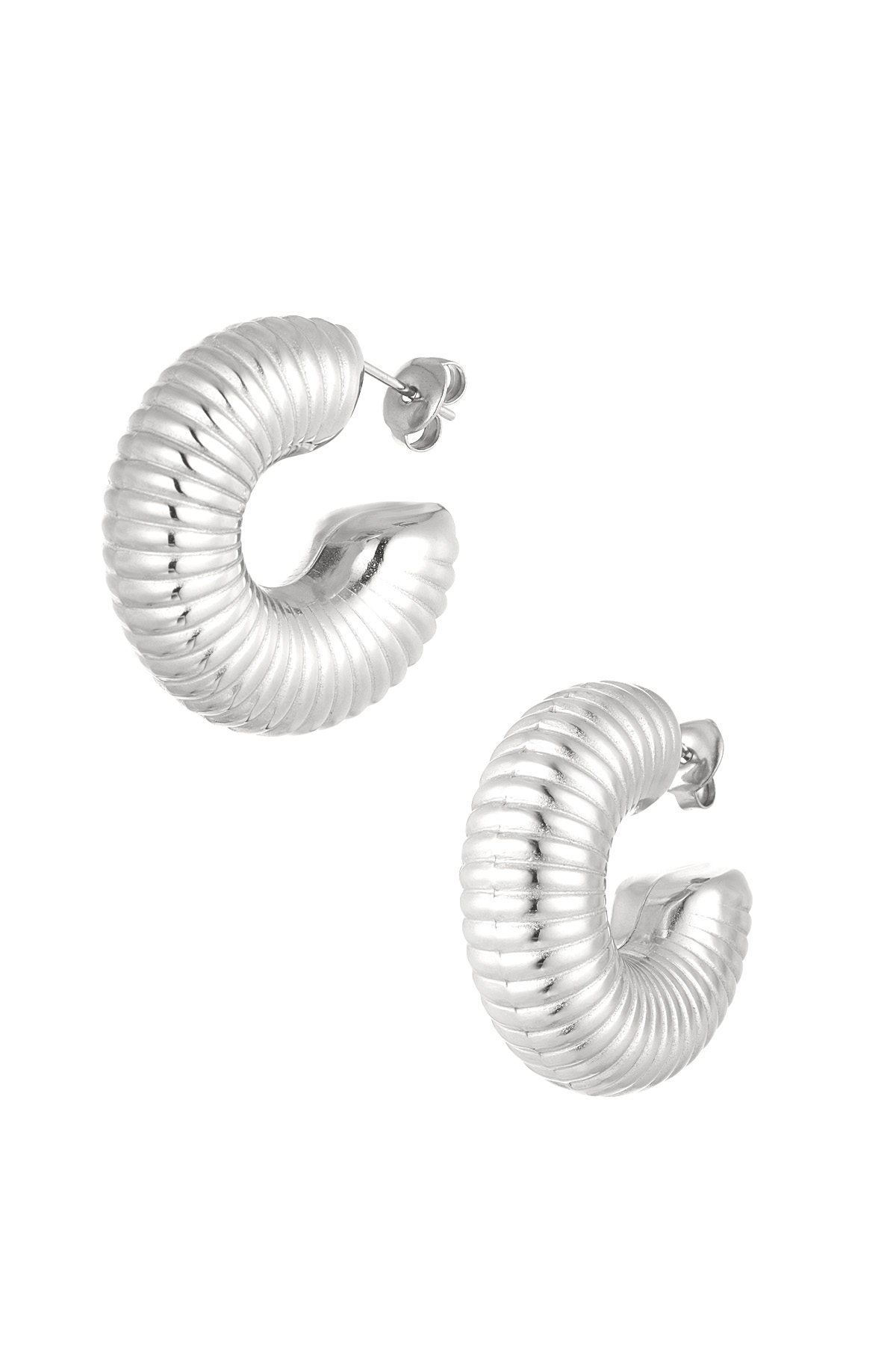 Earrings aesthetic half moon - Silver Color color