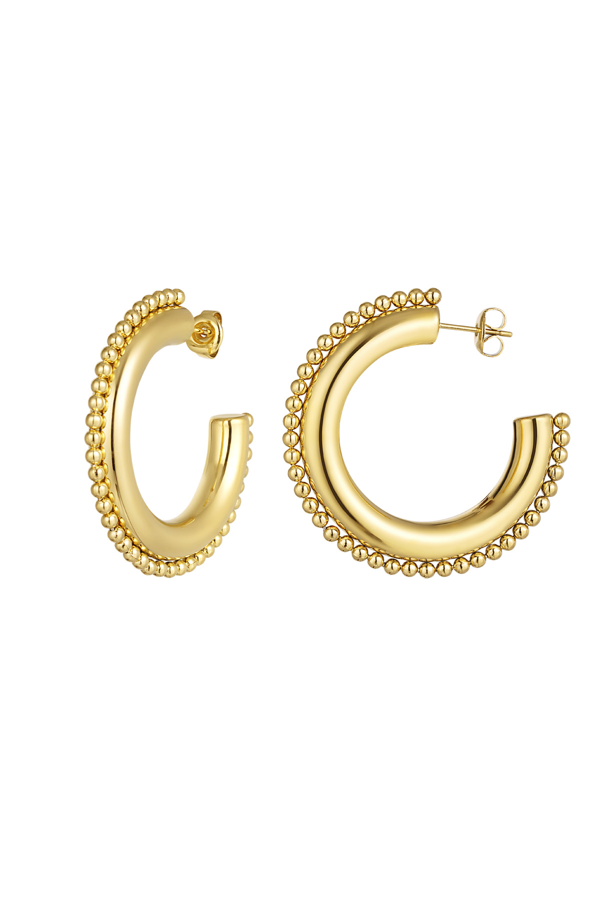 Boucles d'oreilles rondes à pois medium - doré h5 