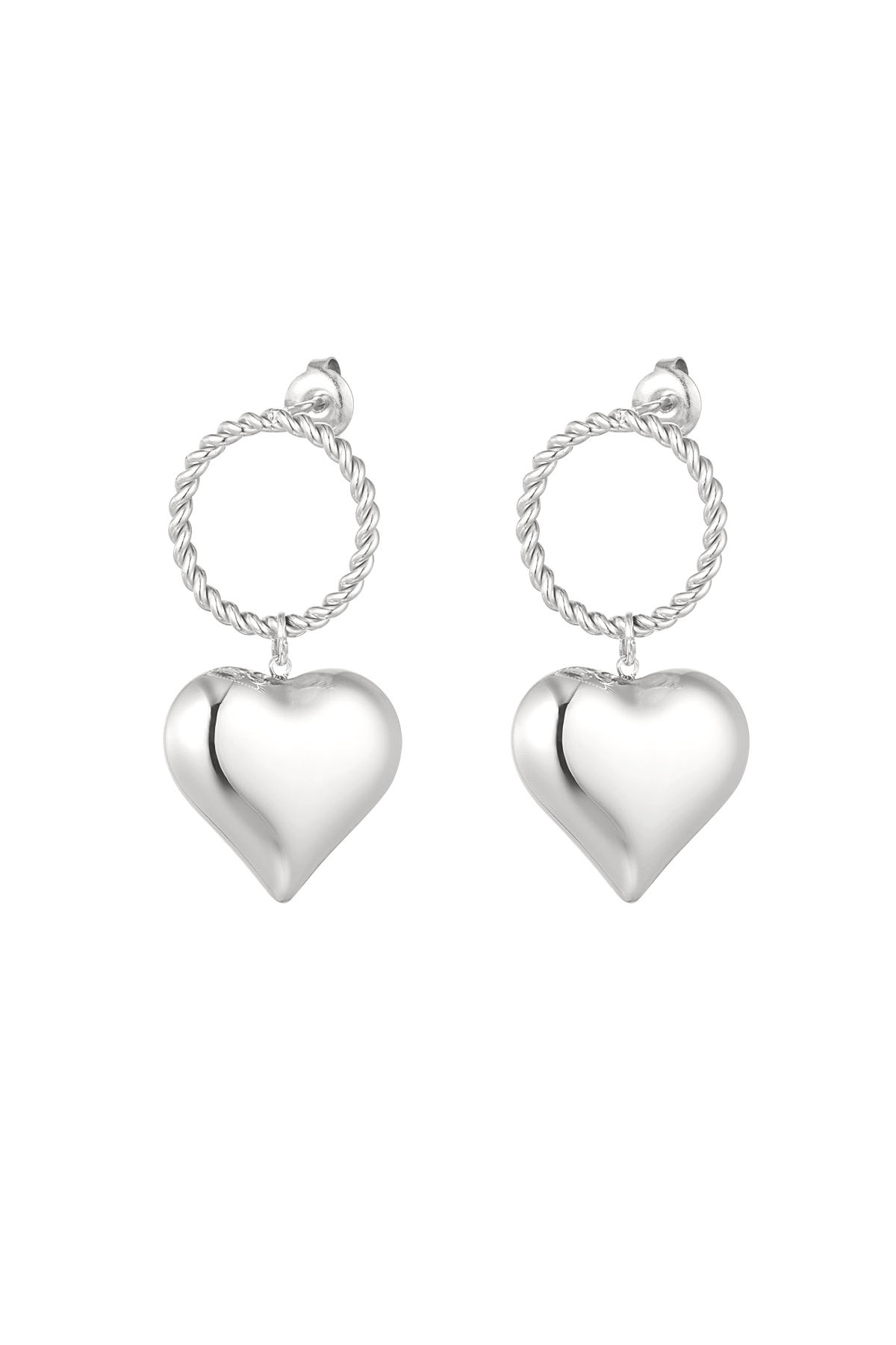 Boucles d'oreilles rondes & coeur - doré h5 