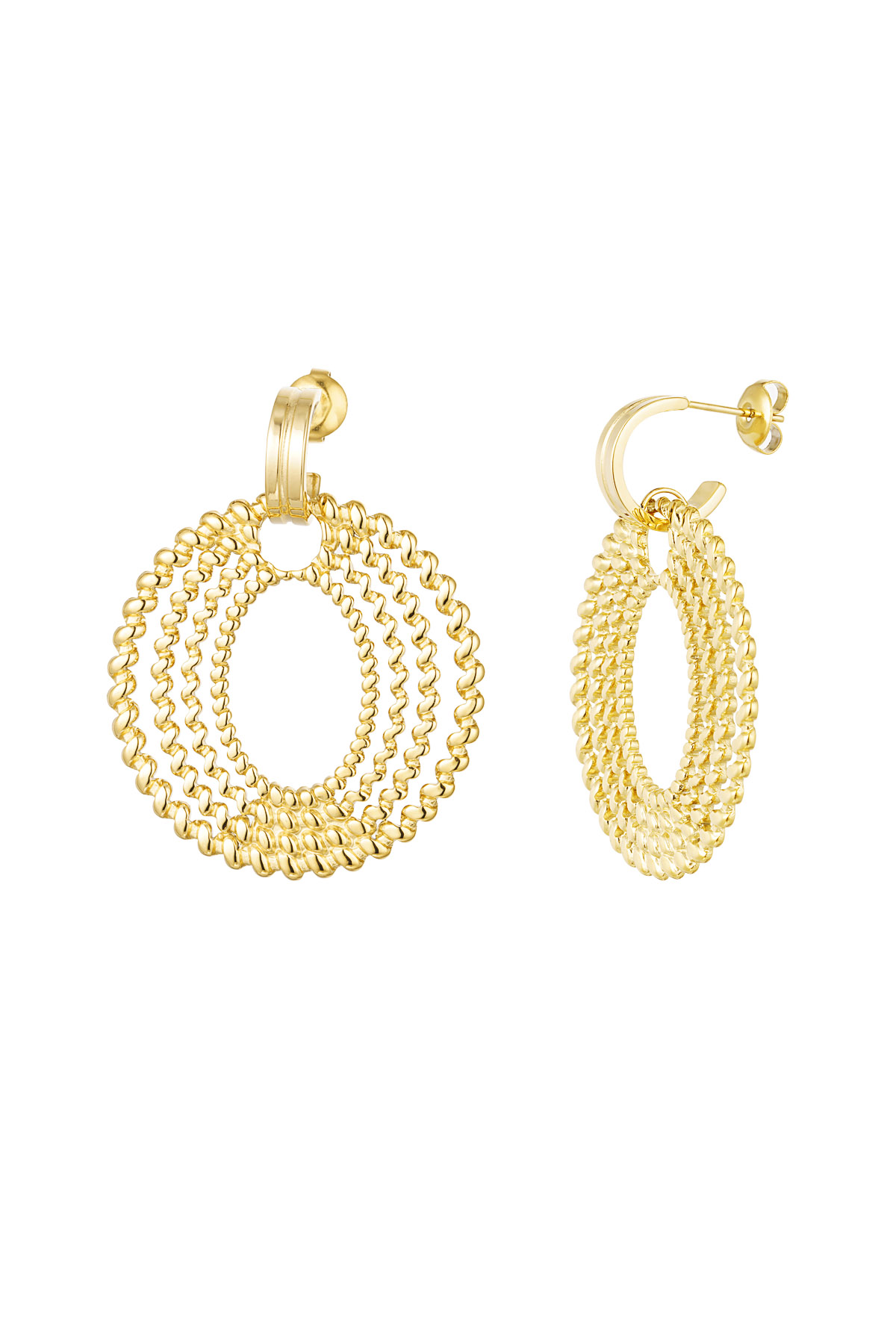 Gewellte Ohrringe – Goldfarbe - Goldfarbefarbe