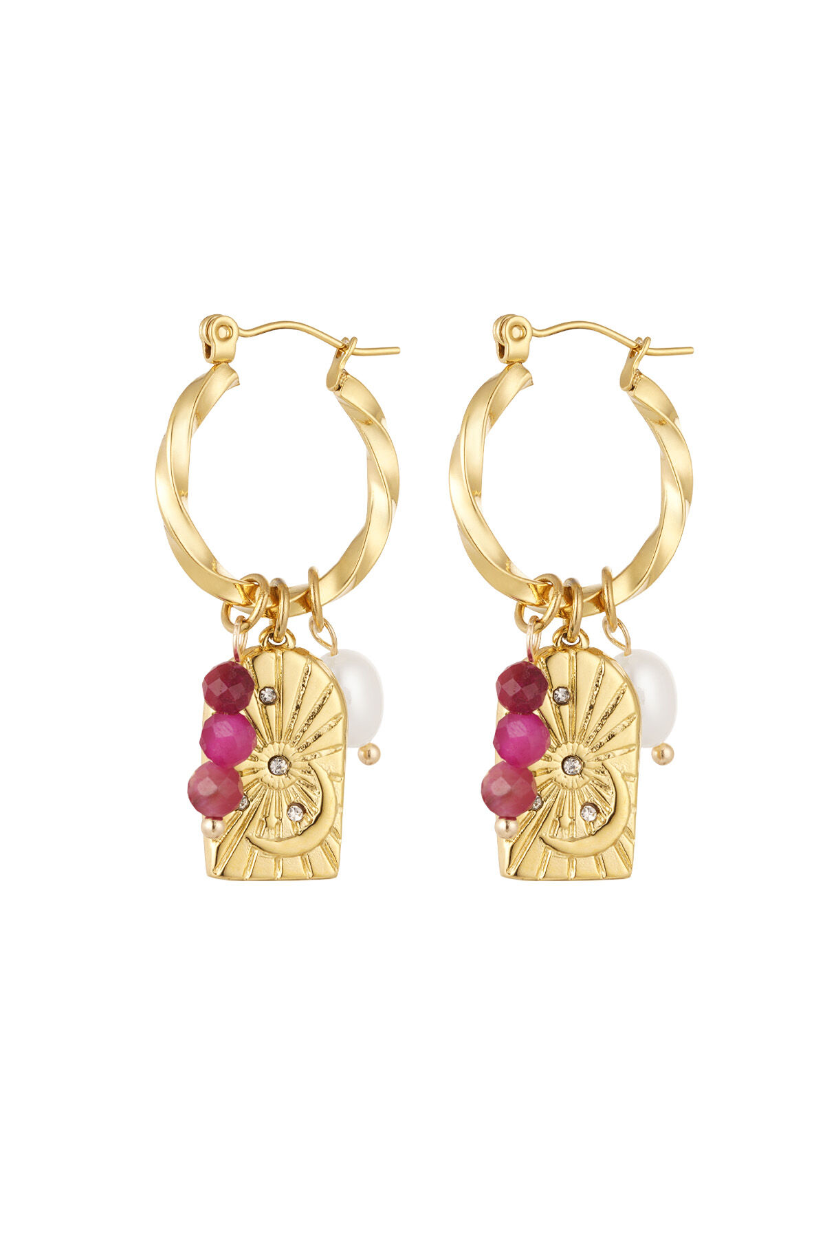Pendientes charm fiesta torneados - Color dorado/púrpura h5 