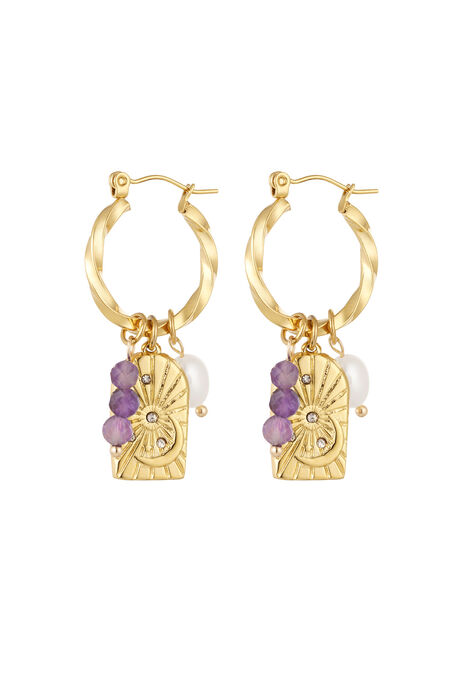 Charm-Ohrringe Party gedreht – Goldfarbe/Lila