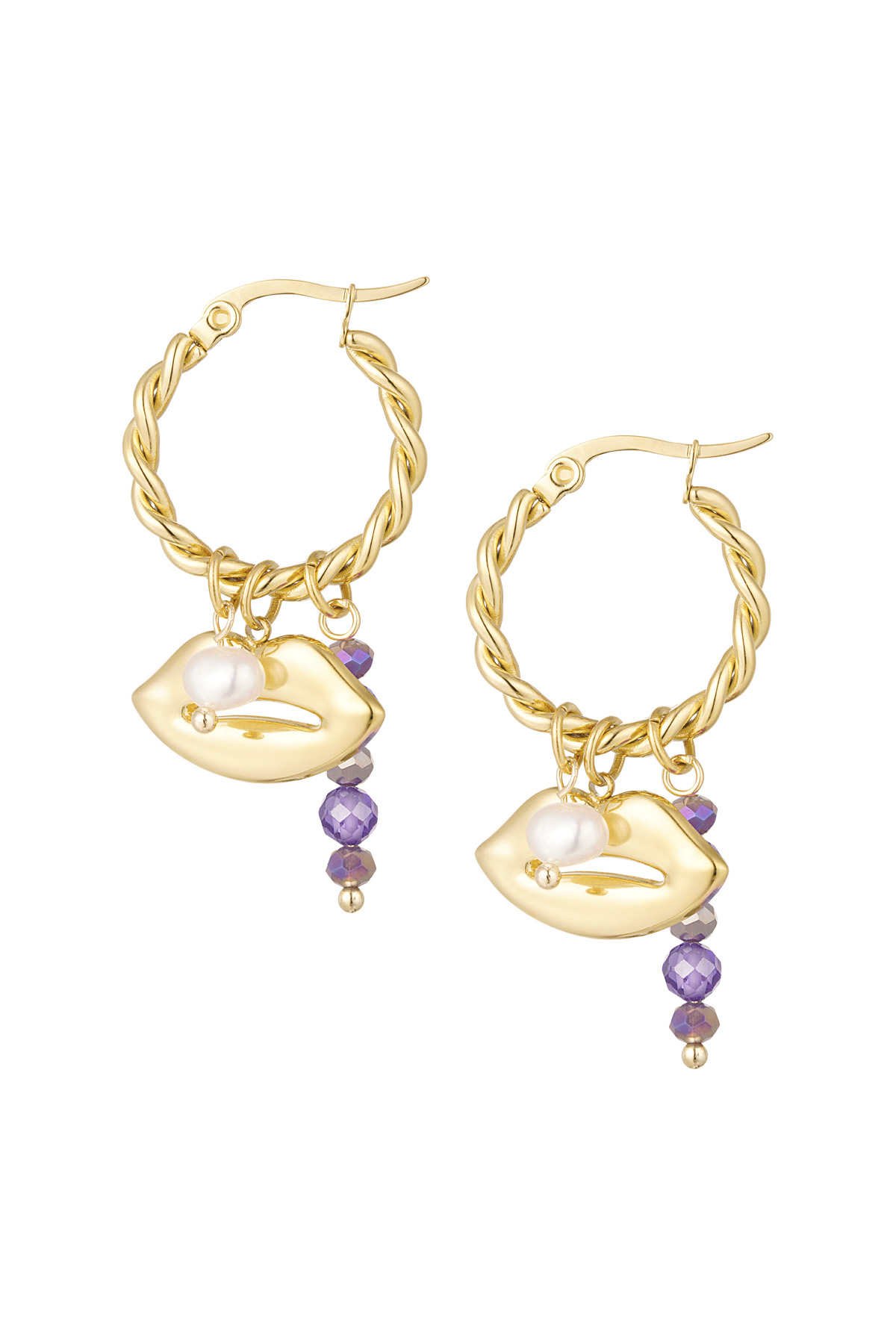 Pendientes detalle labio piedra natural h5 