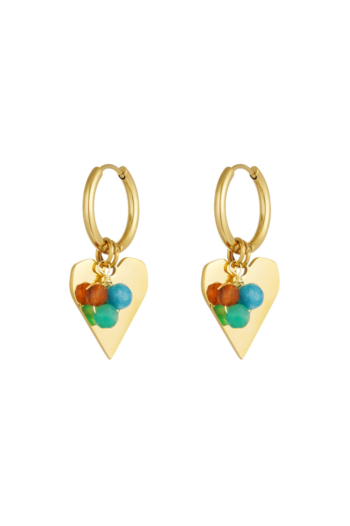 Pendientes corazón con manojo de cuentas - Color dorado/multi h5 