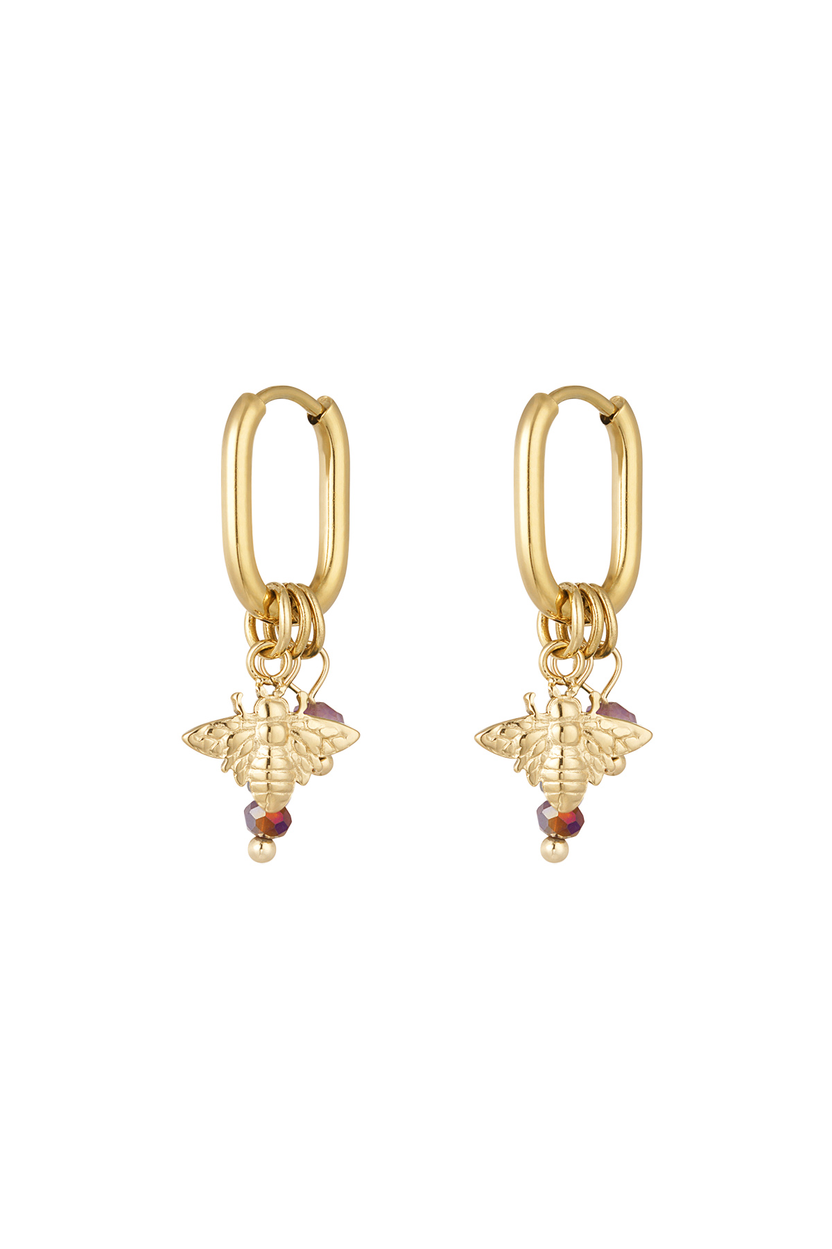 Pendientes con decoración - rojo/Color dorado h5 