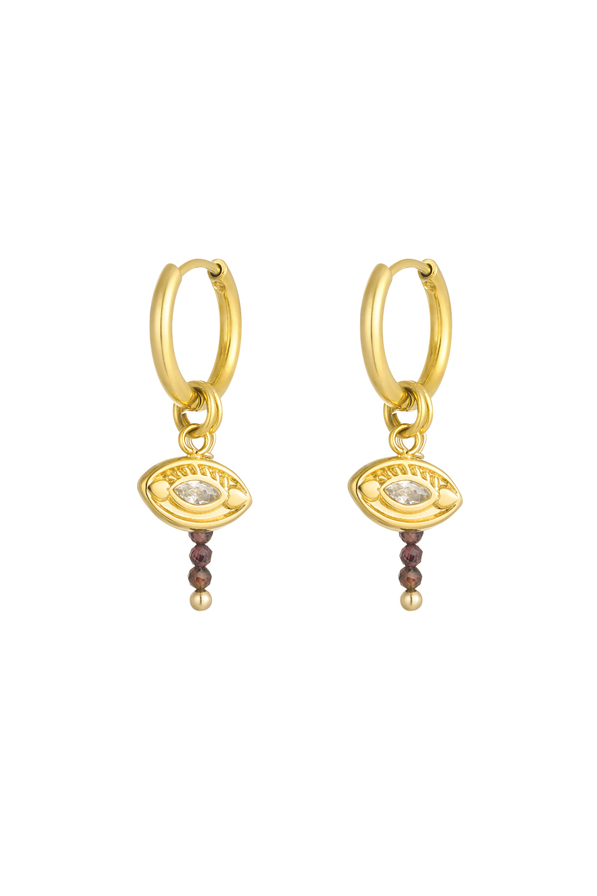 Boucles d'oreilles yeux avec perles - doré/marron h5 
