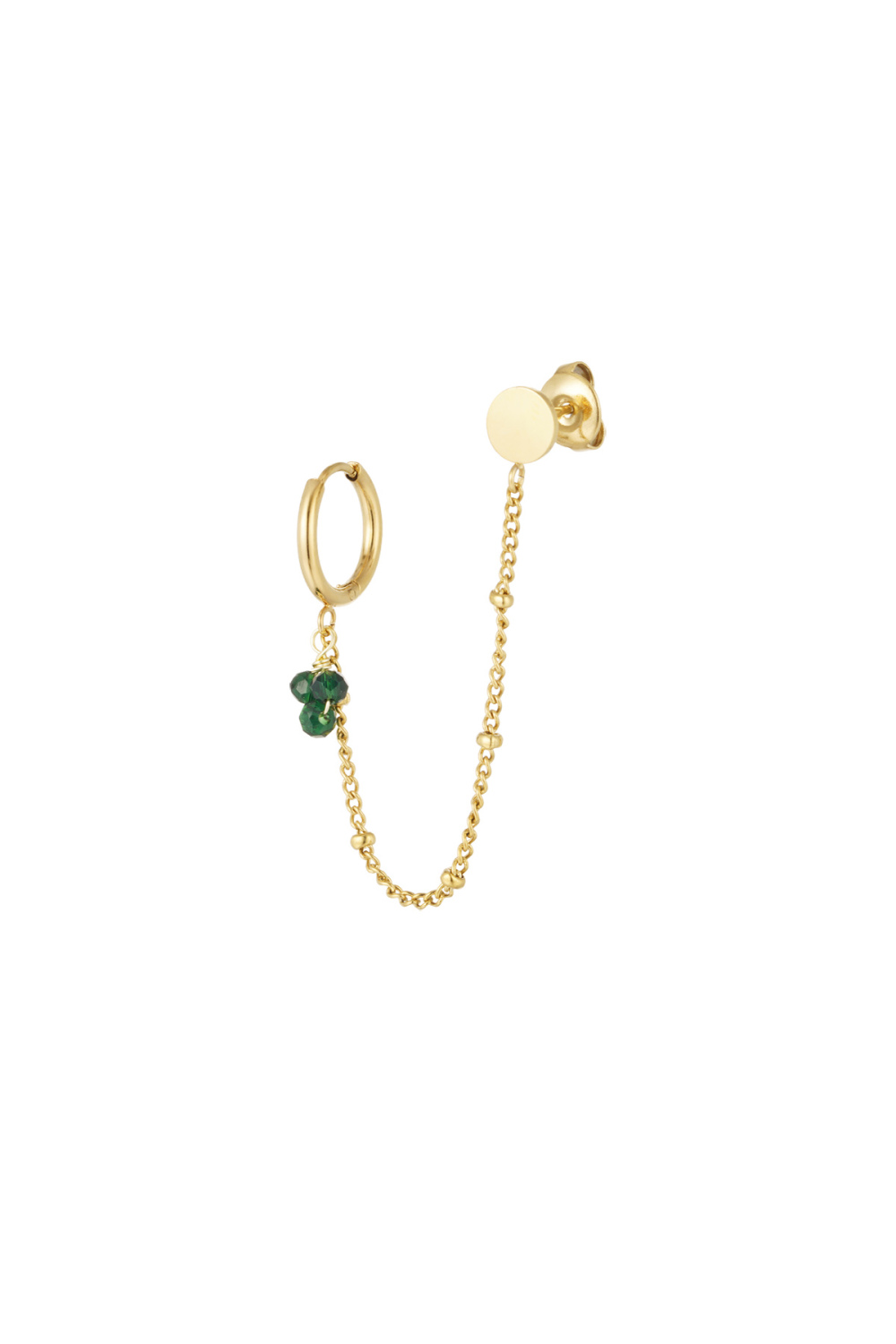 Orecchino Con Perline Verdi A Bottone - Colore Oro/Verde 