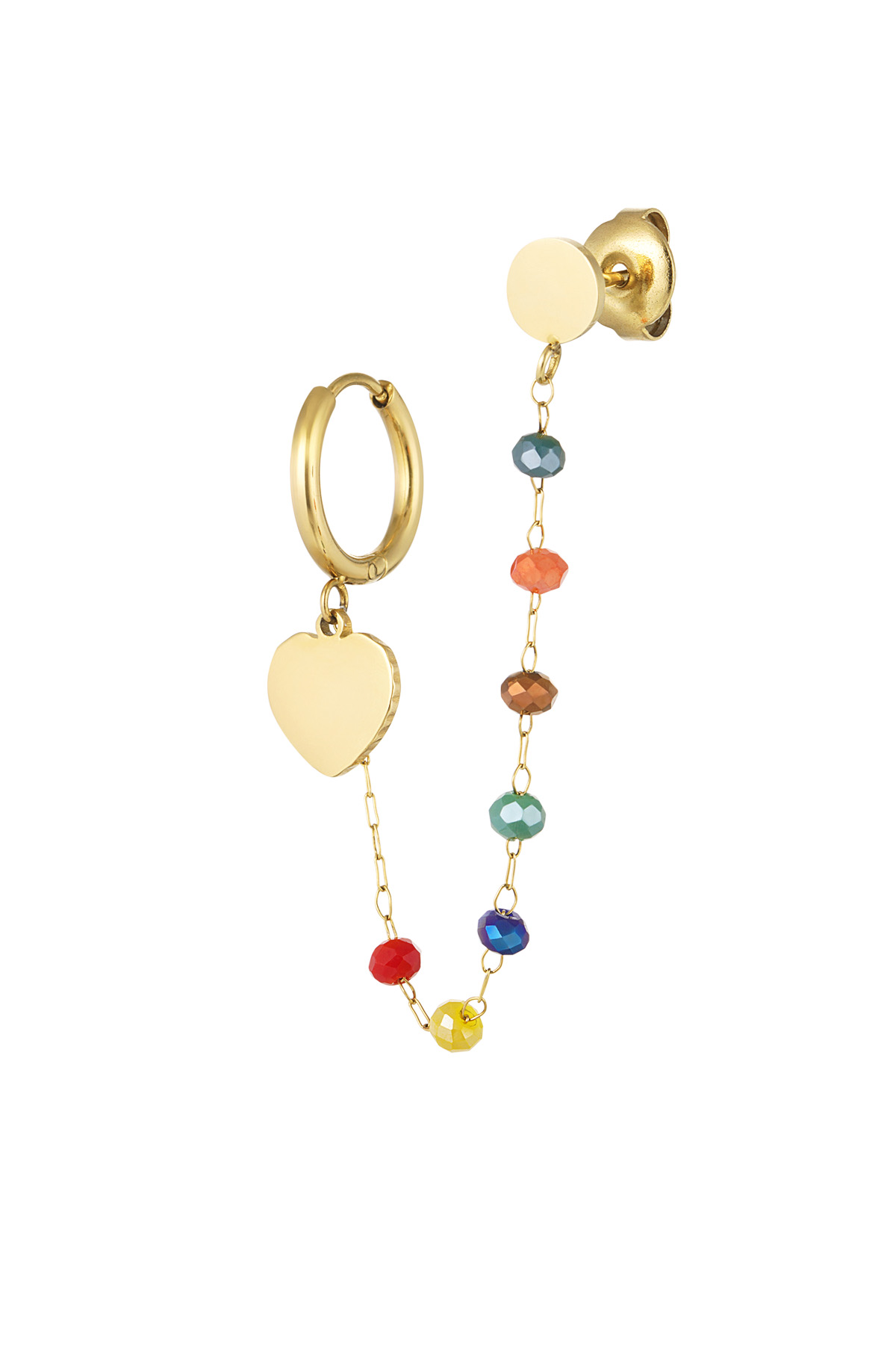 Earring with stud colorful - Gold color/multi