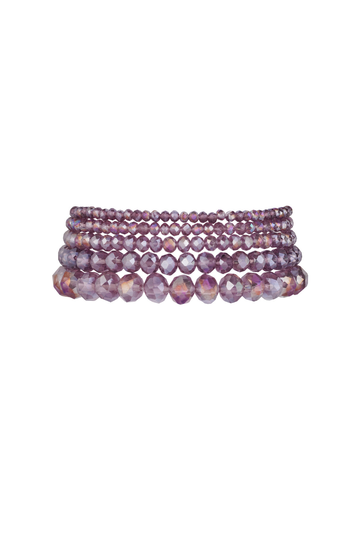 Set de 5 pulseras de cristal violeta - violeta uva 