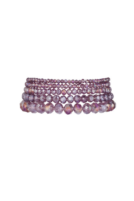 Set Of 5 Crystal Bracelets Purple - Grape Purple