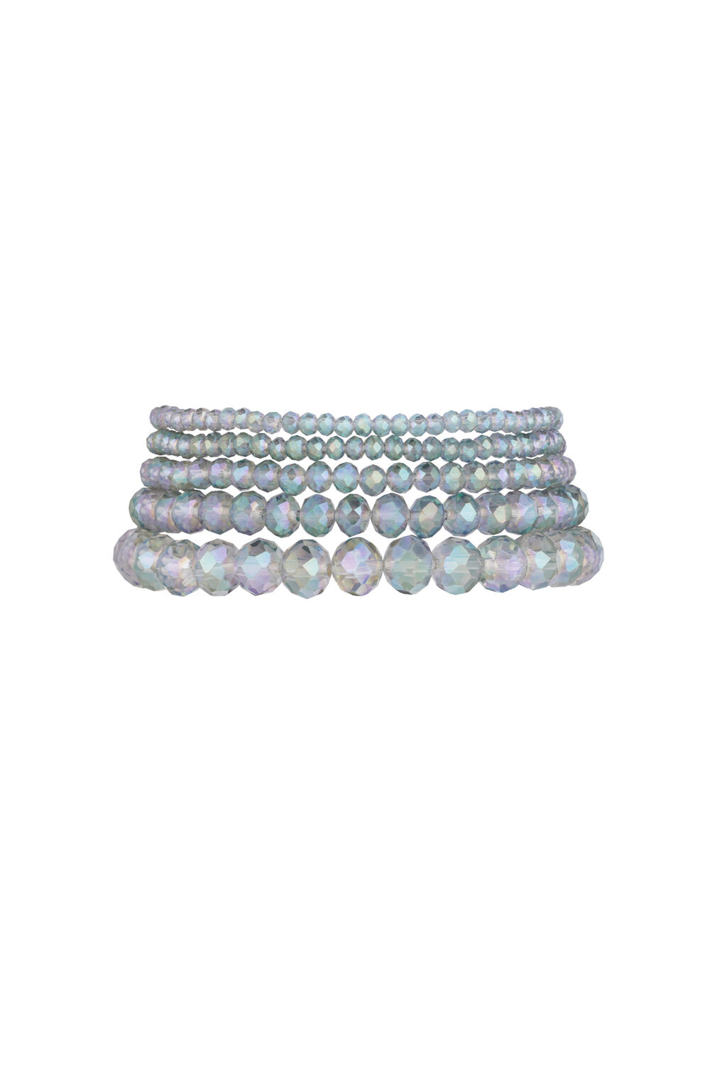 Set of 5 crystal bracelets green