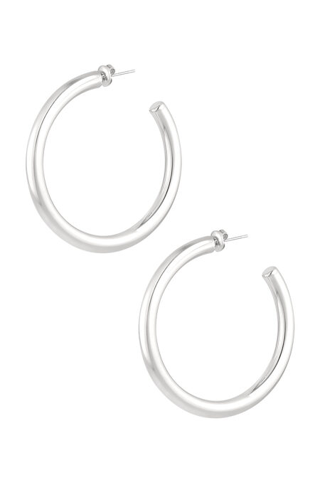 Earrings Basic Round Medium - Silver Color Color