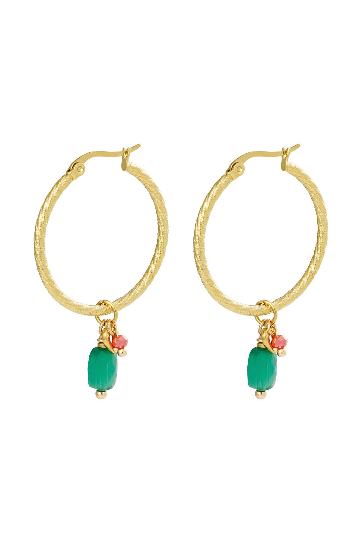 Pendientes cuentas fiesta - Color dorado/verde h5