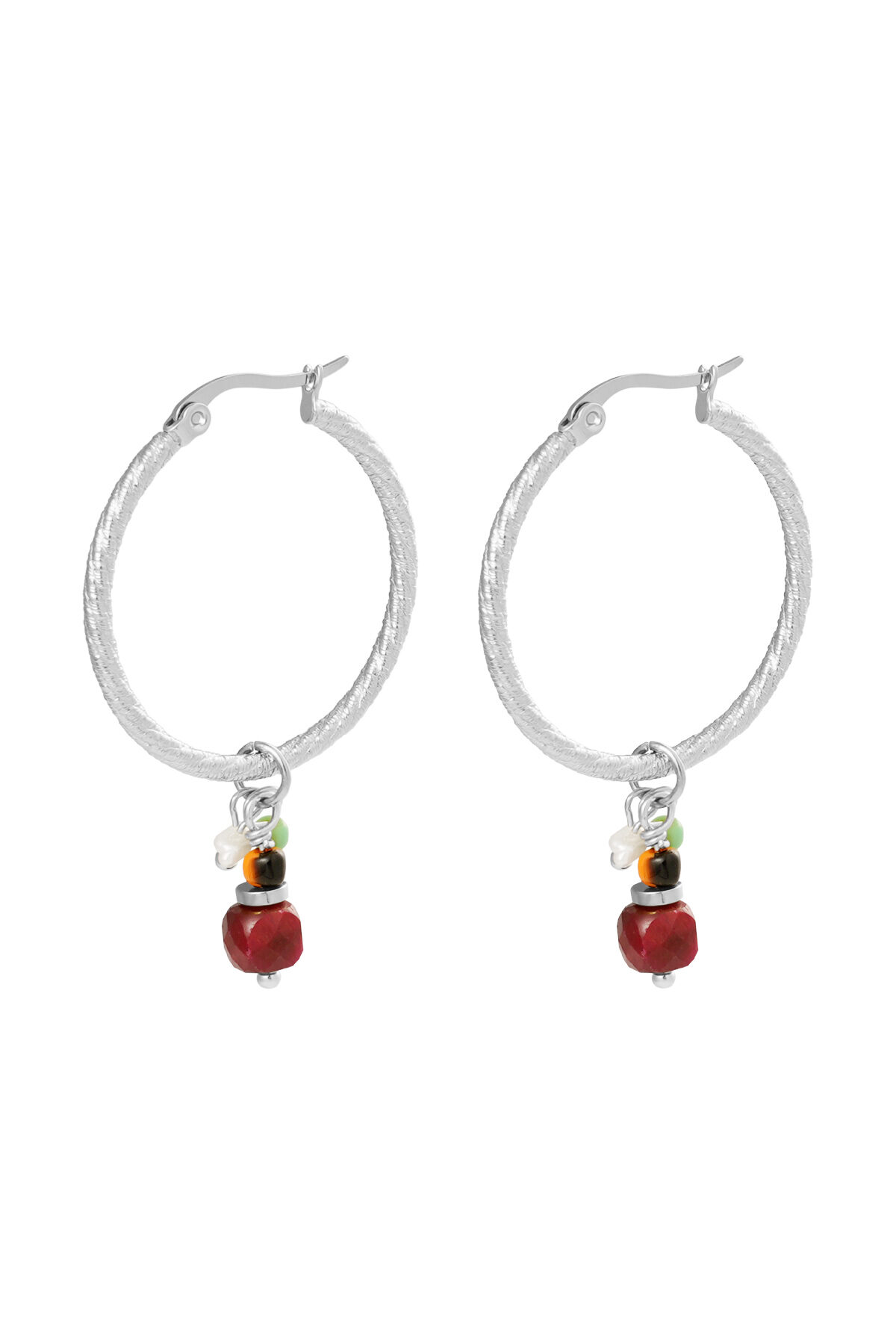 Orecchini con ciondolo party - argento/rosso h5 