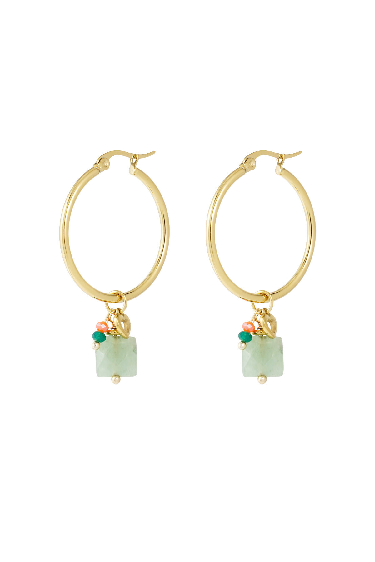 Earrings beads bundle - Gold color/green 2