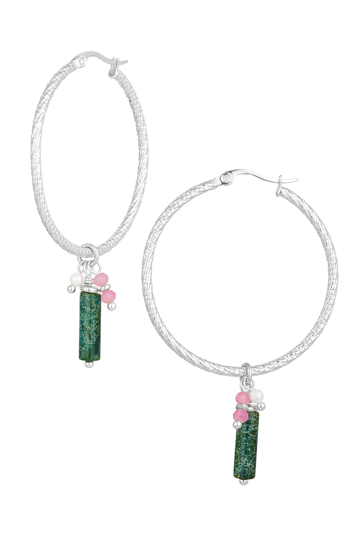 earrings relief with natural stone and pearl 