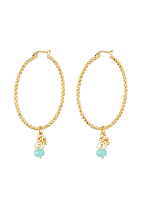 twisted earrings with natural stone charm