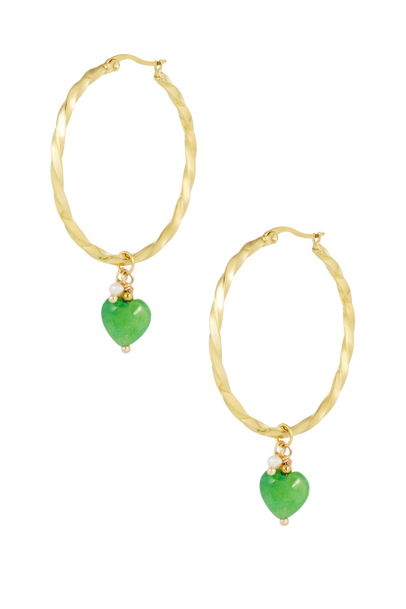 Orecchini Intrecciati Con Cuore - Argento/Verde
