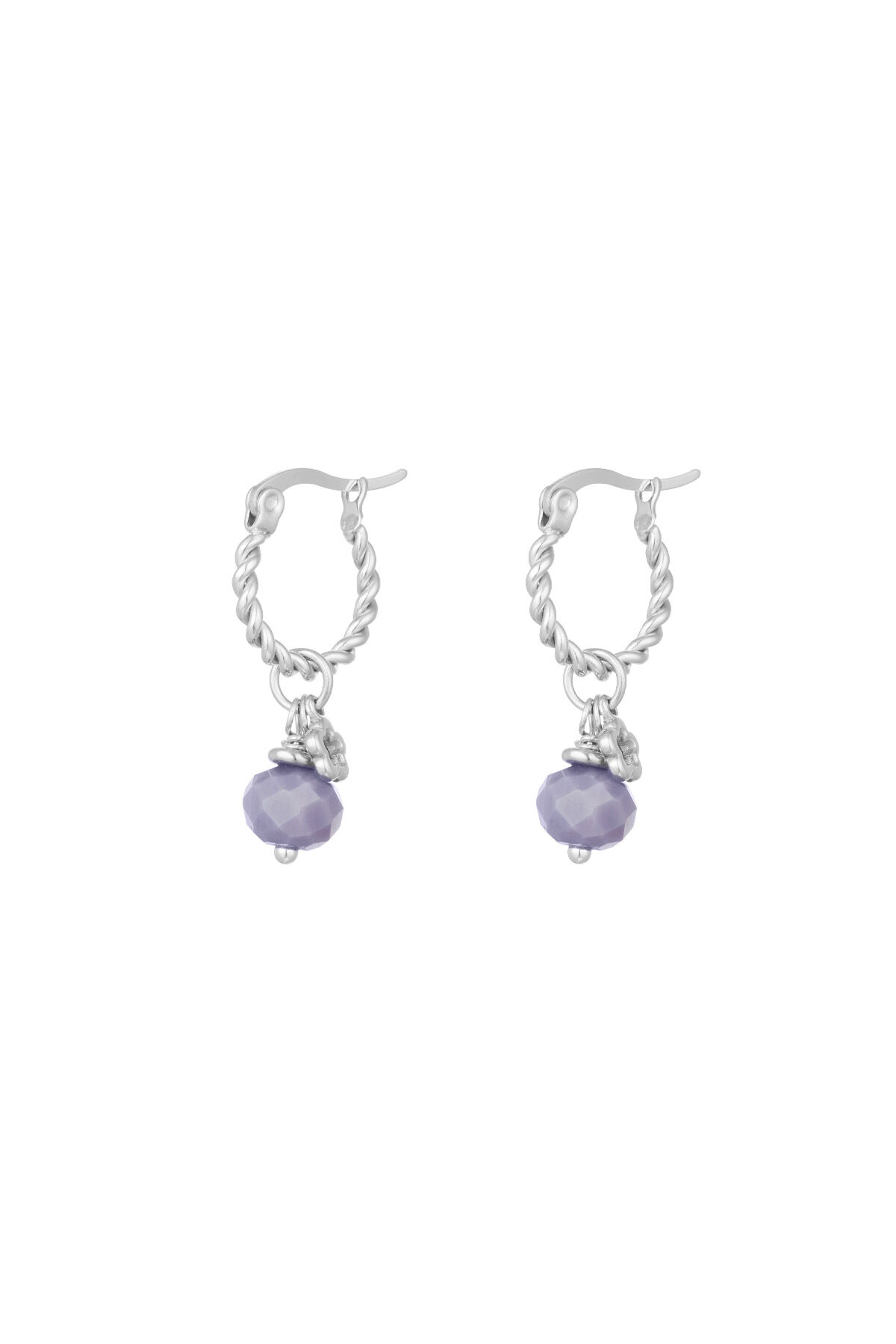 Orecchini pietra viola intrecciata - argento/viola h5 