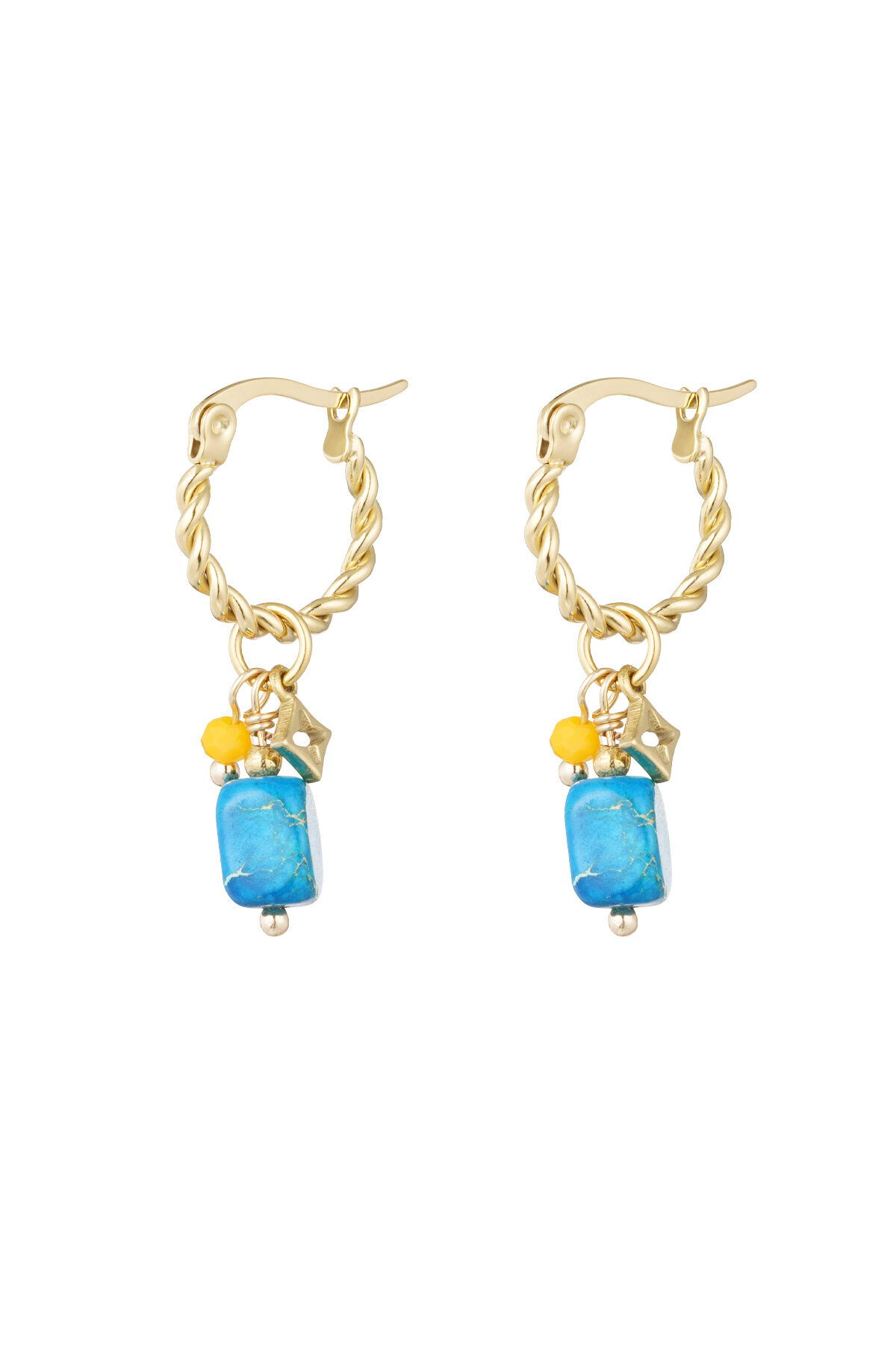 pendientes retorcidos piedra azul 