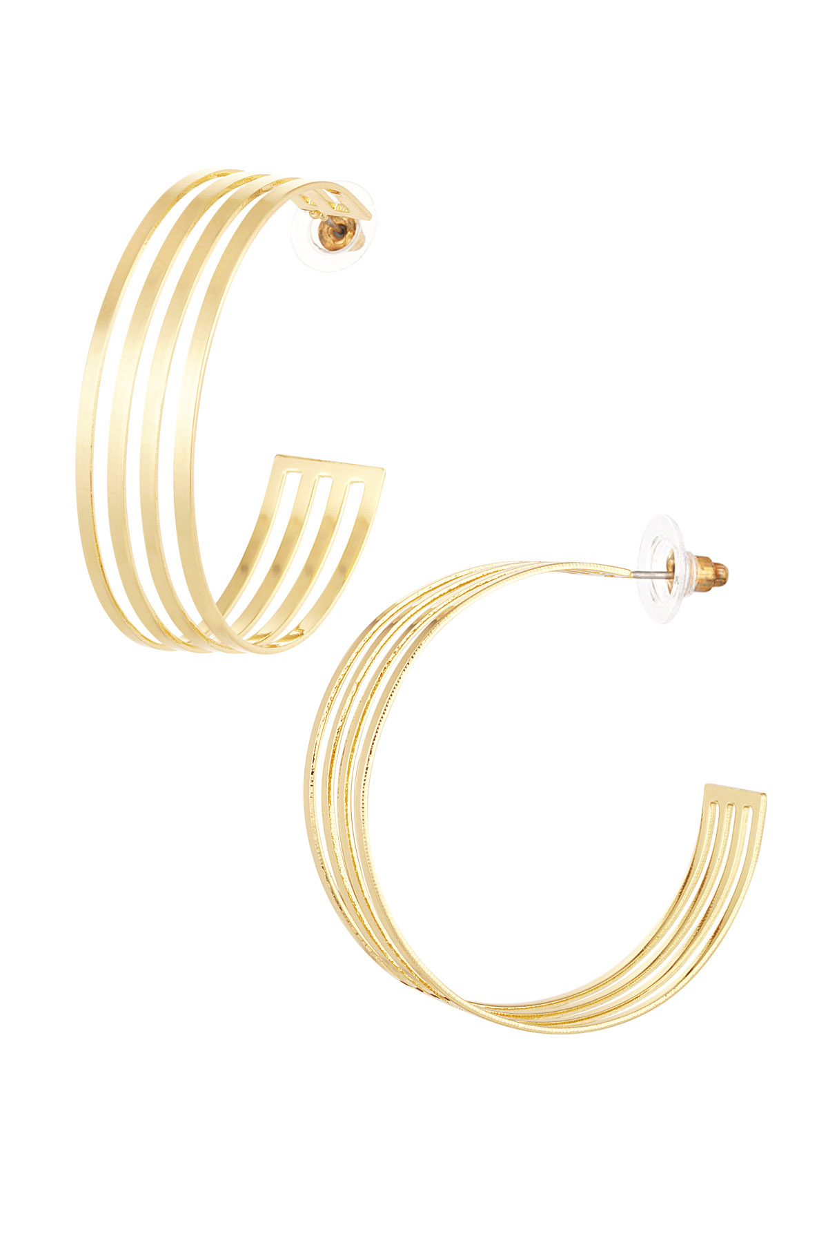 Ohrringe mit drei Ringen – Goldfarbe - Goldfarbefarbe