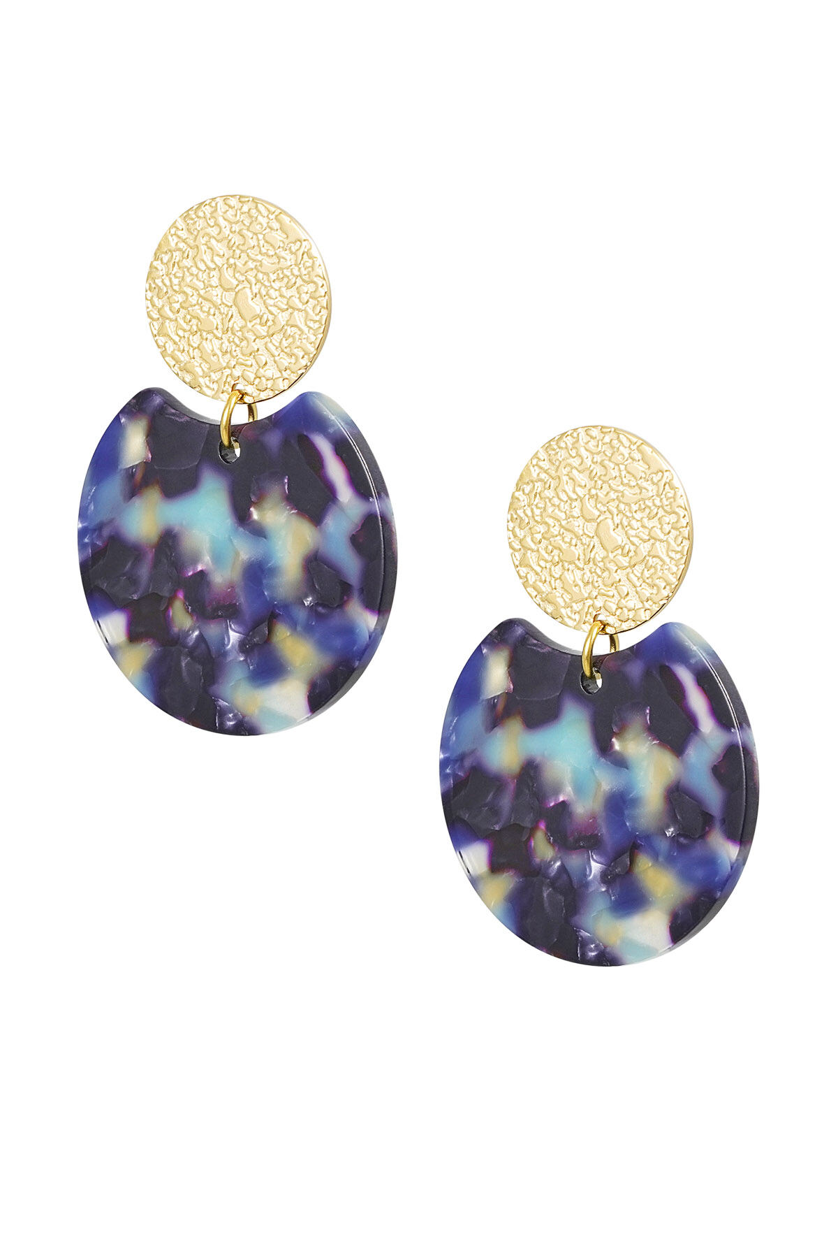 Statement-Ohrringe mit farbigen Details – Goldfarbe/Blau h5 