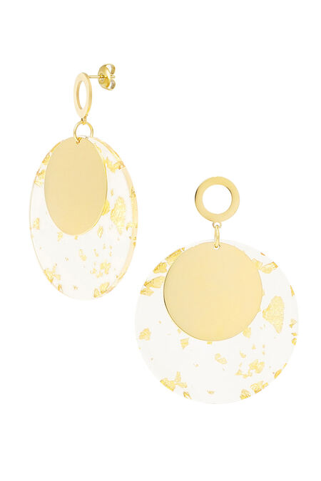Runde Ohrringe mit Aufdruck – Goldfarbe - Goldfarbefarbe