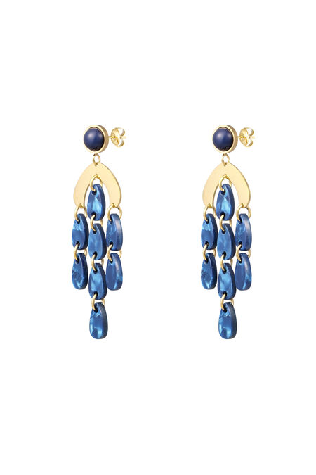 Earrings colored coins - Gold color/blue
