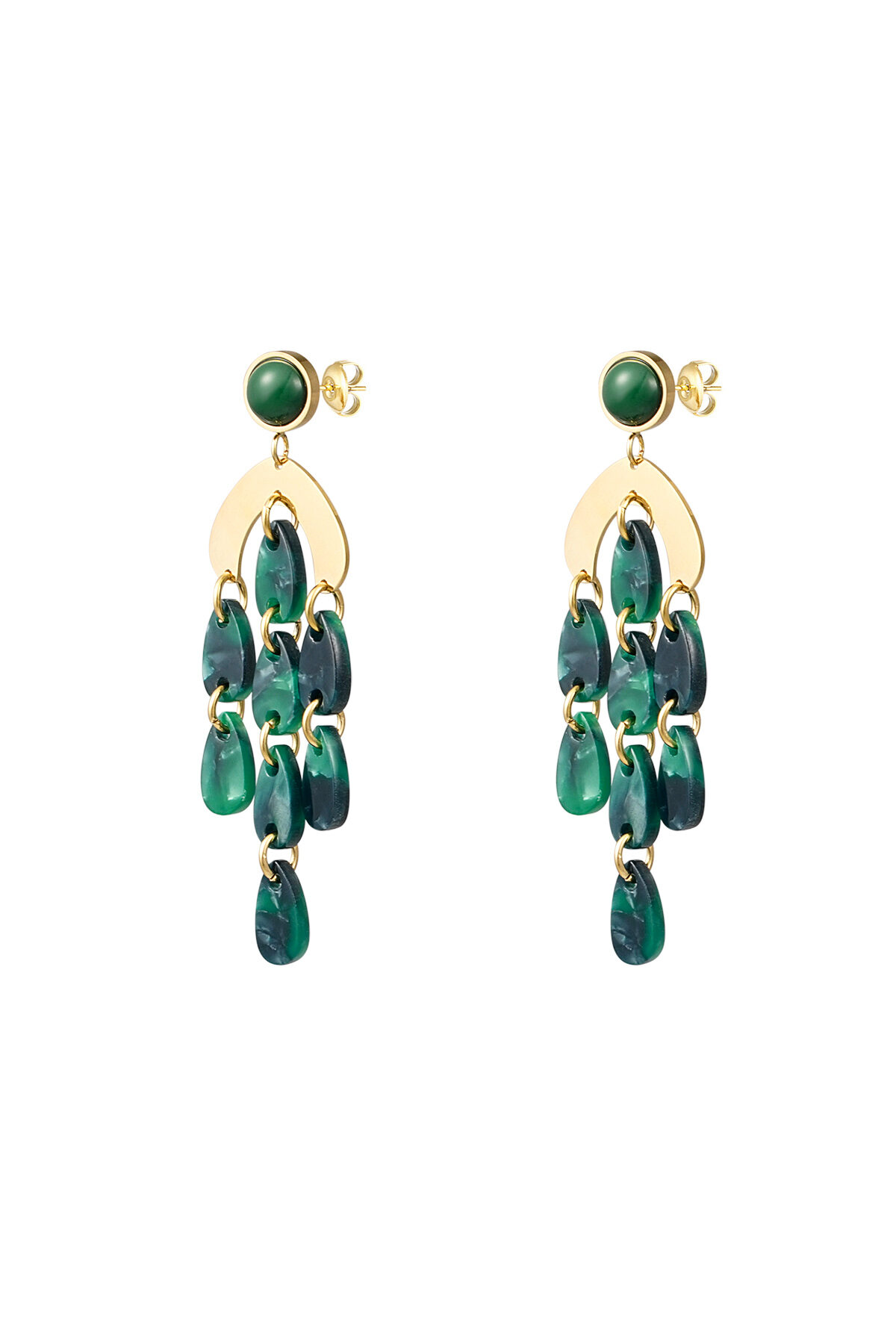 Pendientes monedas de colores - Color dorado/azul 