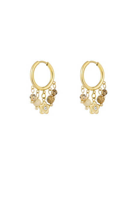 Earrings With Stones Garland - Gold Color/Black