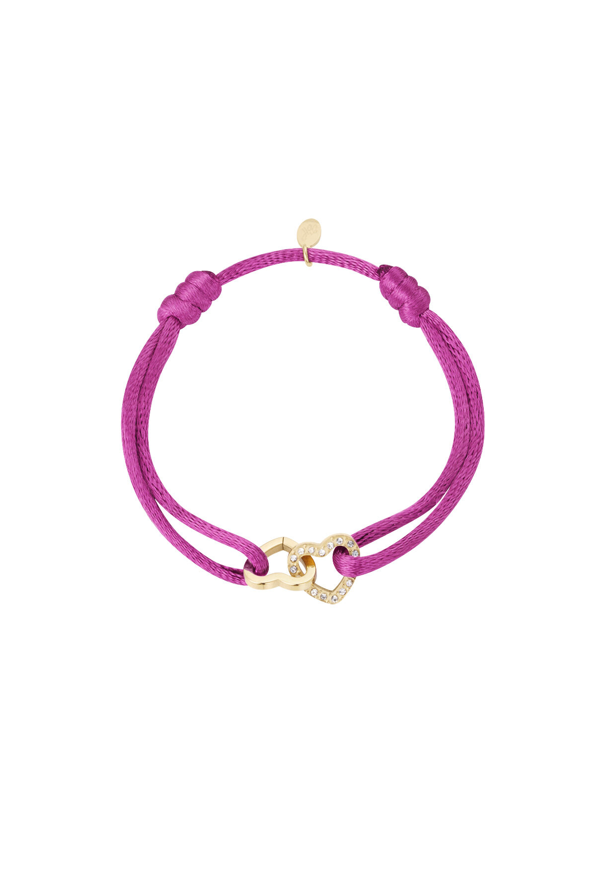 Satin Bracelet Double Heart With Stones