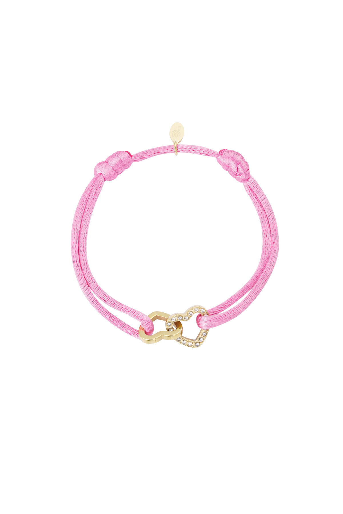 Pulsera de raso doble corazón con piedras h5 
