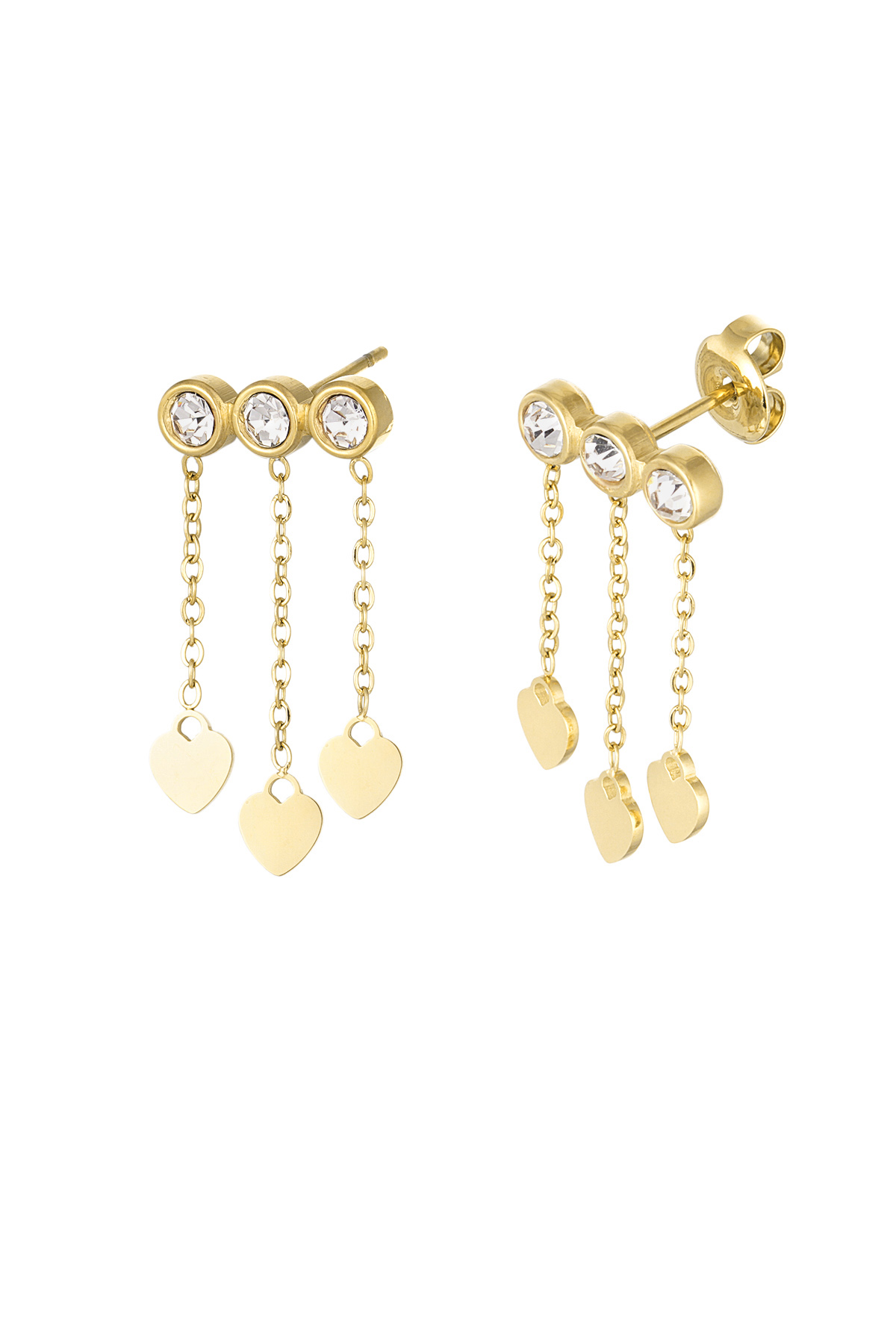 Orecchini cuori e pietre - Colore oro/bianco h5 
