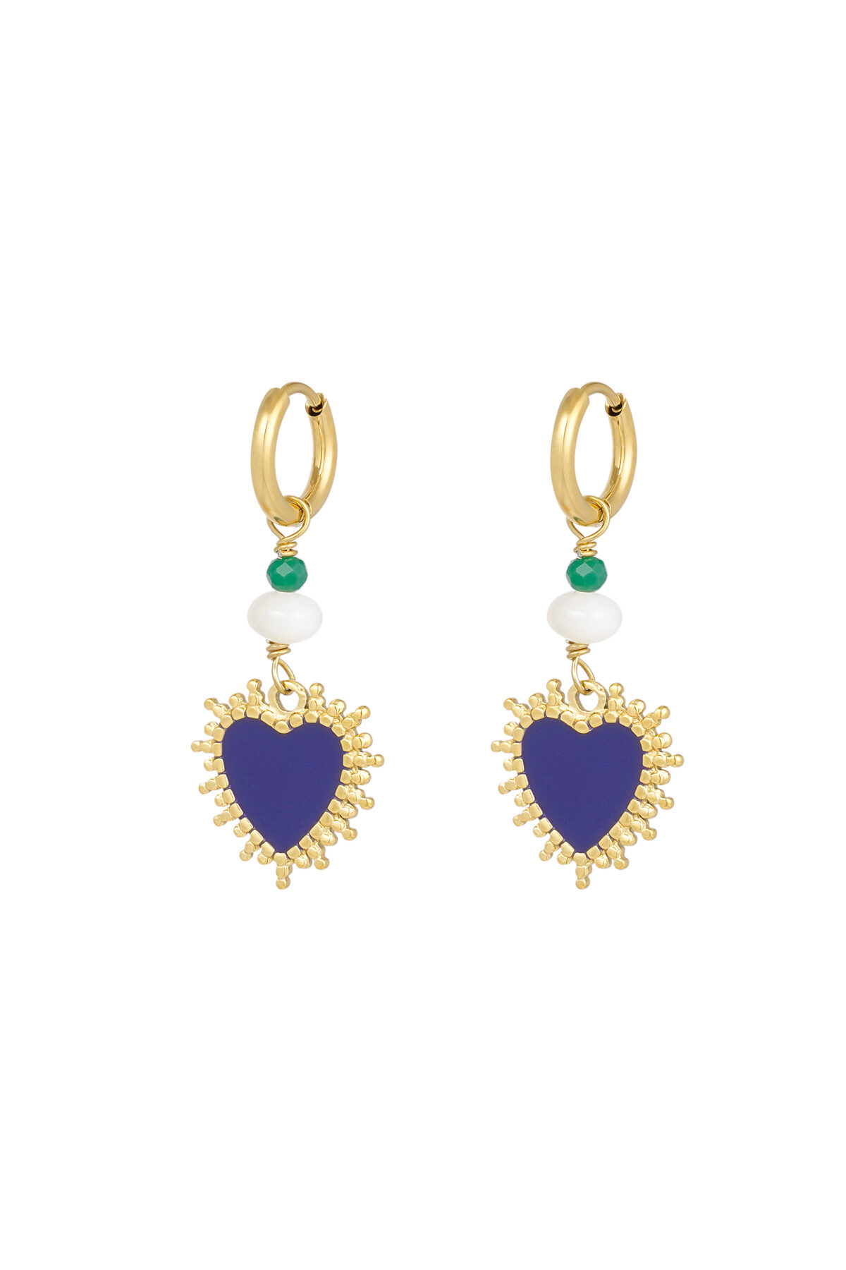 Boucles d'Couleur oreilles power love - Couleur or bleu 2