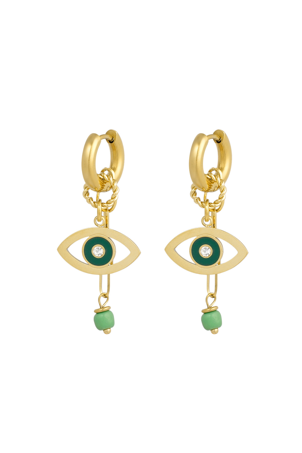 Orecchini eye see you - Colore oro verde