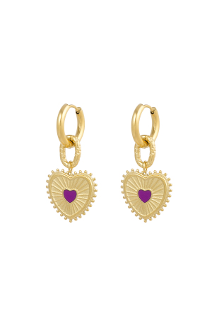 Orecchini Due Cuori - Colore Oro Blu h5