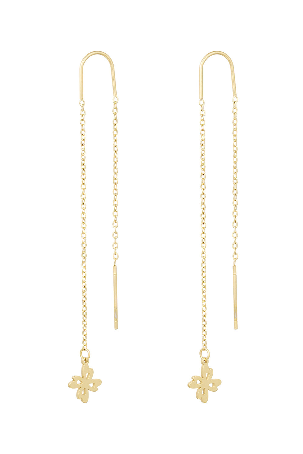 Boucles d'oreilles longues trèfles - doré