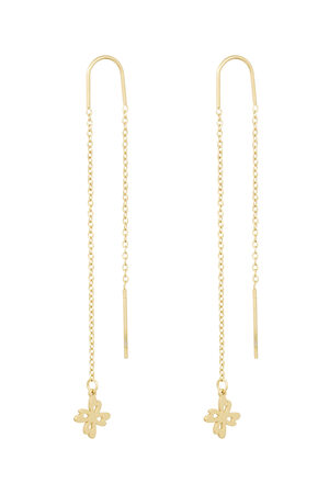 Boucles d'oreilles longues trèfles - doré h5