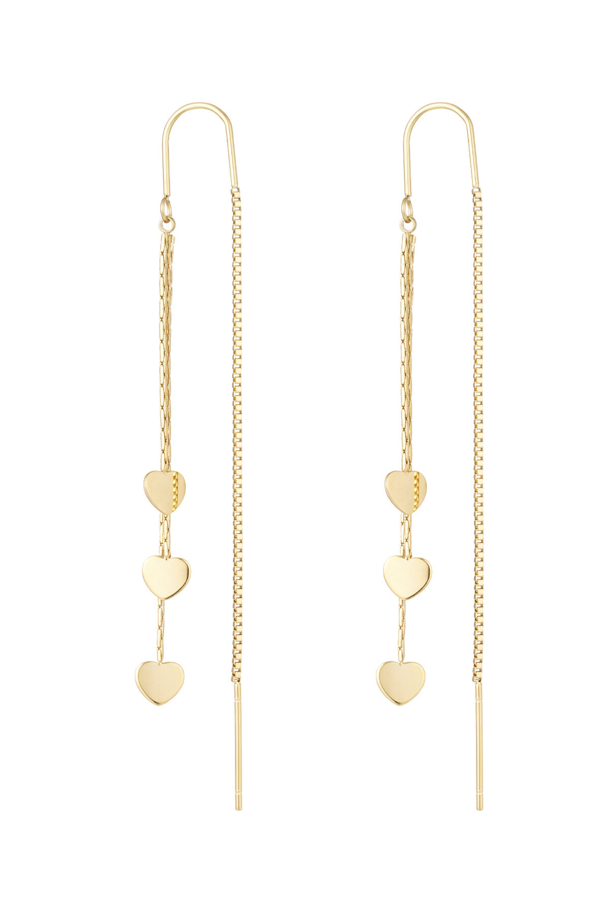 Boucles d'oreilles pendantes 3 x coeurs - doré