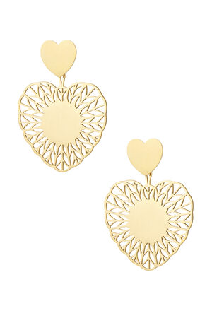 Boucles d'oreilles coeur mandela - doré h5